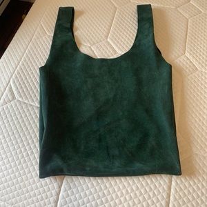 Baggu Green Suede Tote Bag